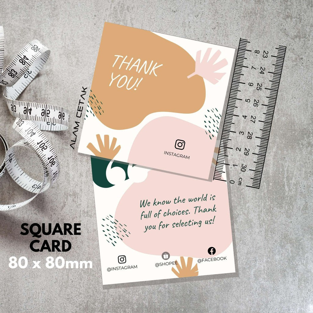 100 - 1000 pcs D2 Square Thank you Card for Business owner