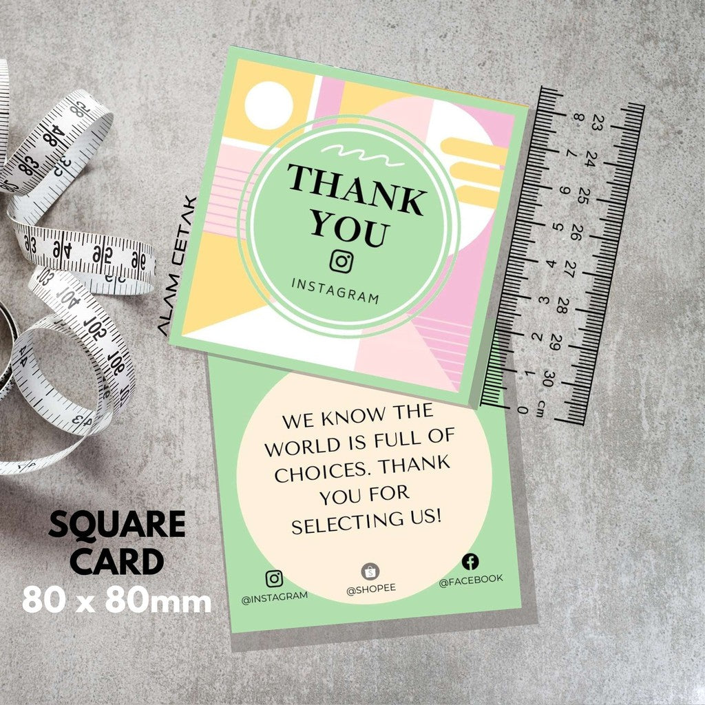 100-1000pcs D9 Square Thank you Card for Business owner