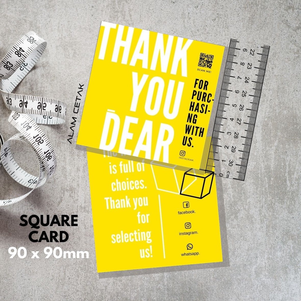 100-1000pcs D130 Square Thank you Card for Business owner