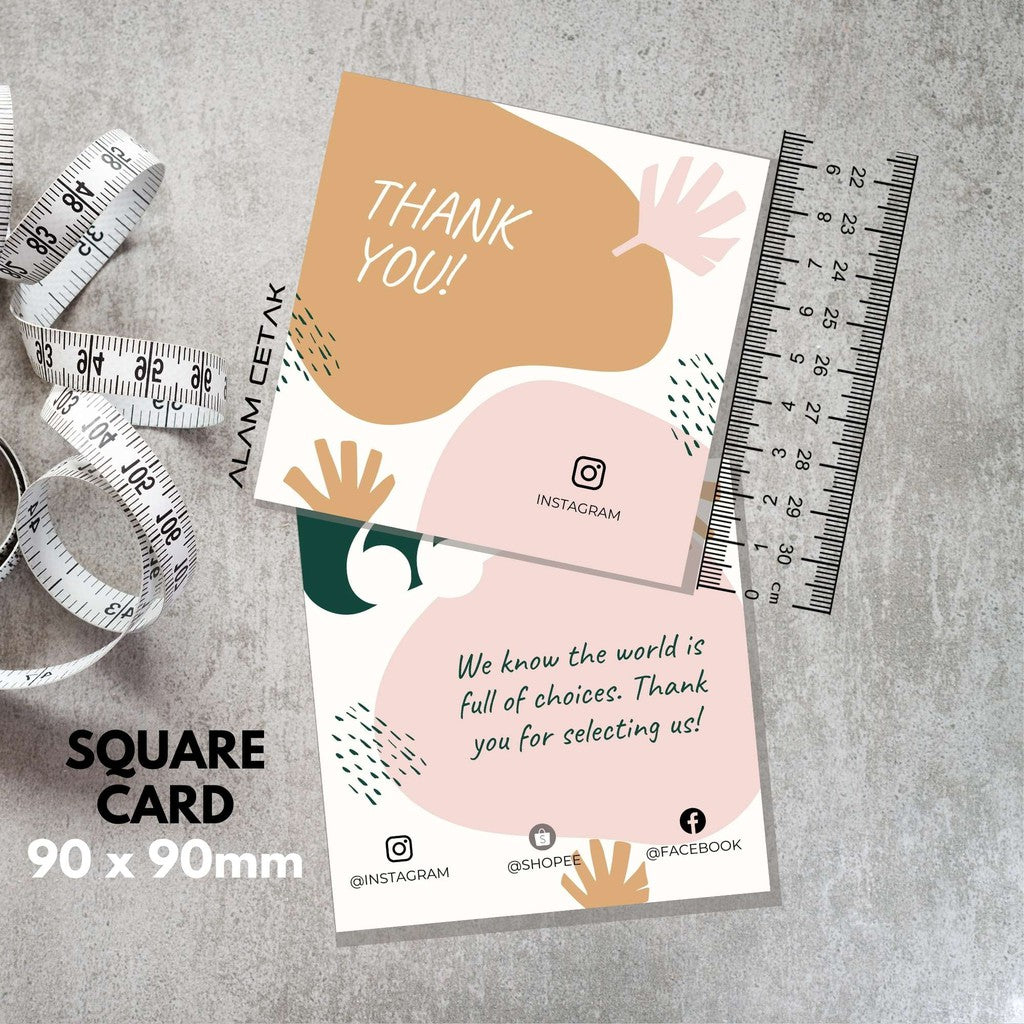 100 - 1000 pcs D2 Square Thank you Card for Business owner