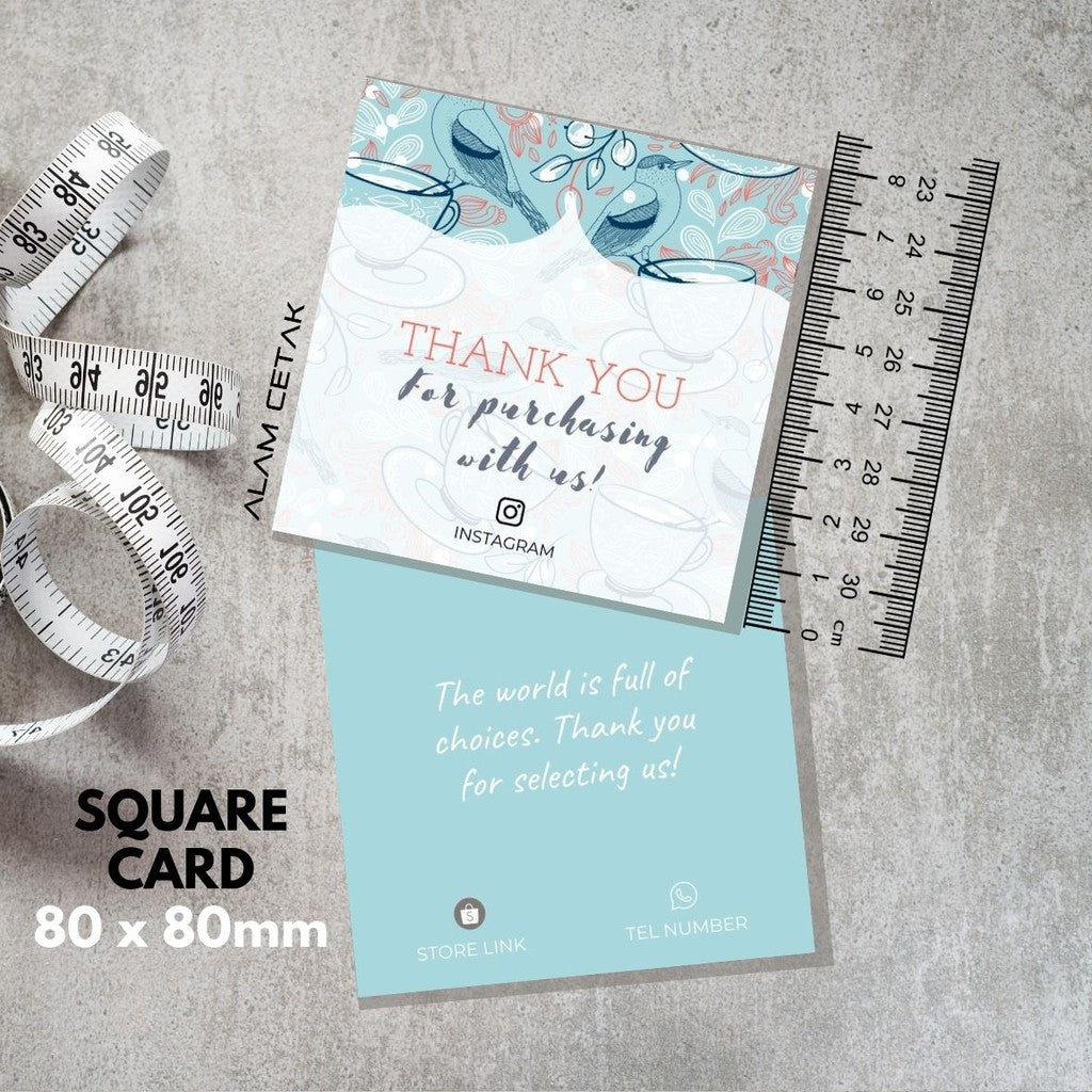 100-1000pcs D56 Square Thank you Card for Business owner