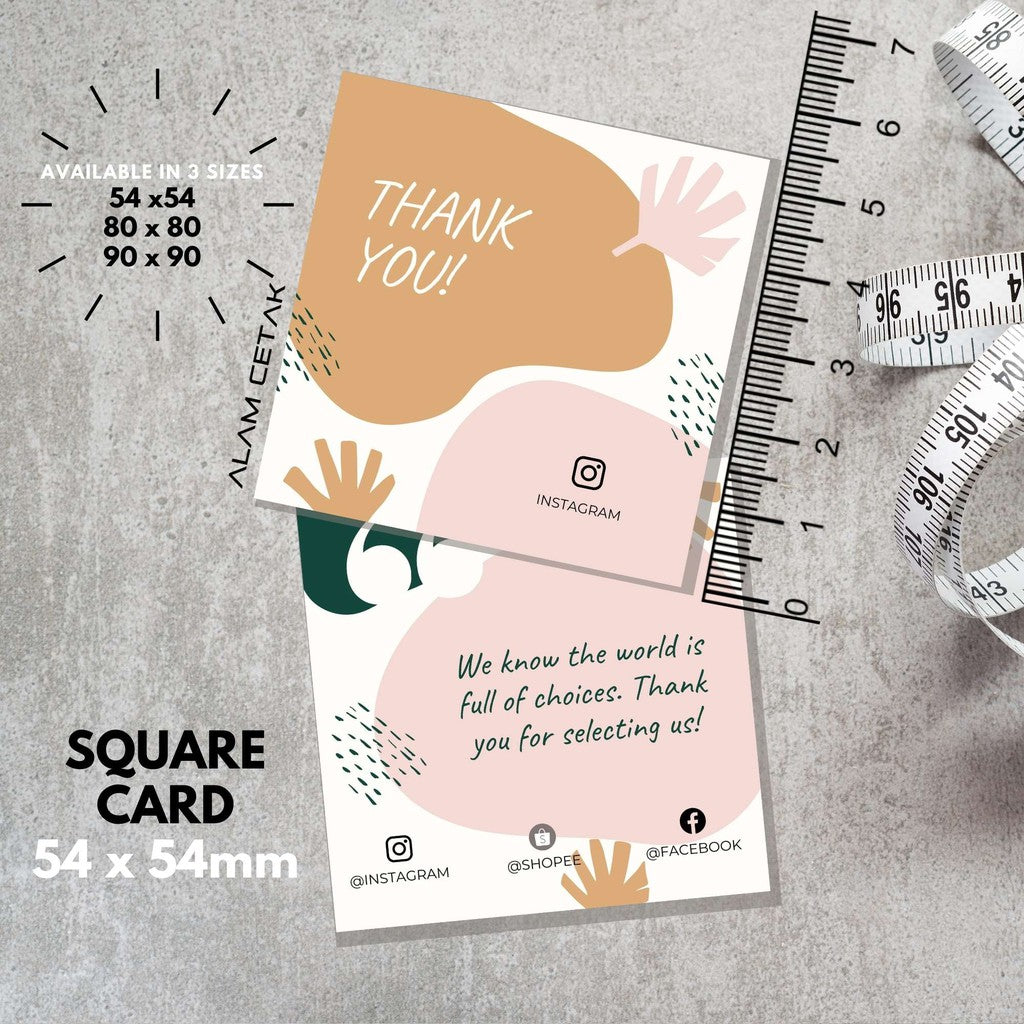 100 - 1000 pcs D2 Square Thank you Card for Business owner