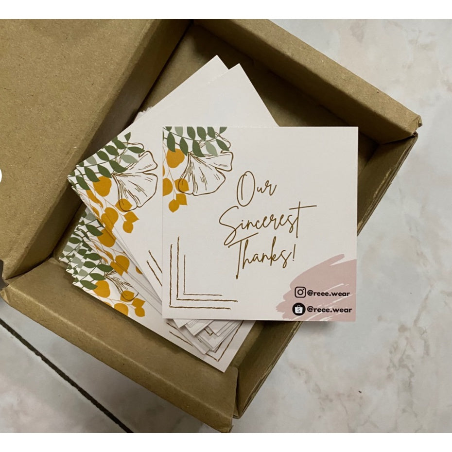 260 GSM 100-1000pcs Custom size print , A7 , A6 double sided thank you / square business card / Name card printing