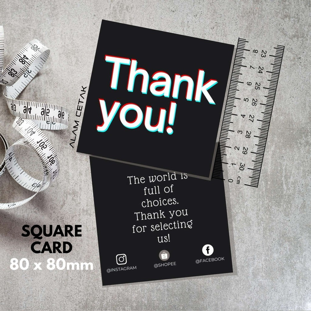 100-1000pcs SU1 Square Thank you Card for Business owner