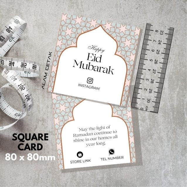 100-1000 pcs R44 Square Thank you Card for Business owner Raya Edition