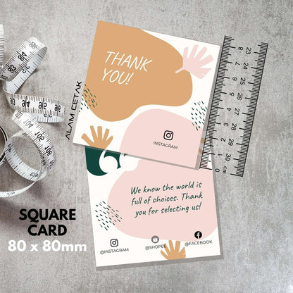 100 - 1000 pcs D2 Square Thank you Card for Business owner