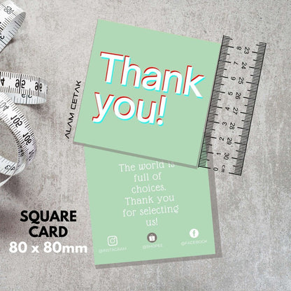100-1000pcs SU3 Square Thank you Card for Business owner
