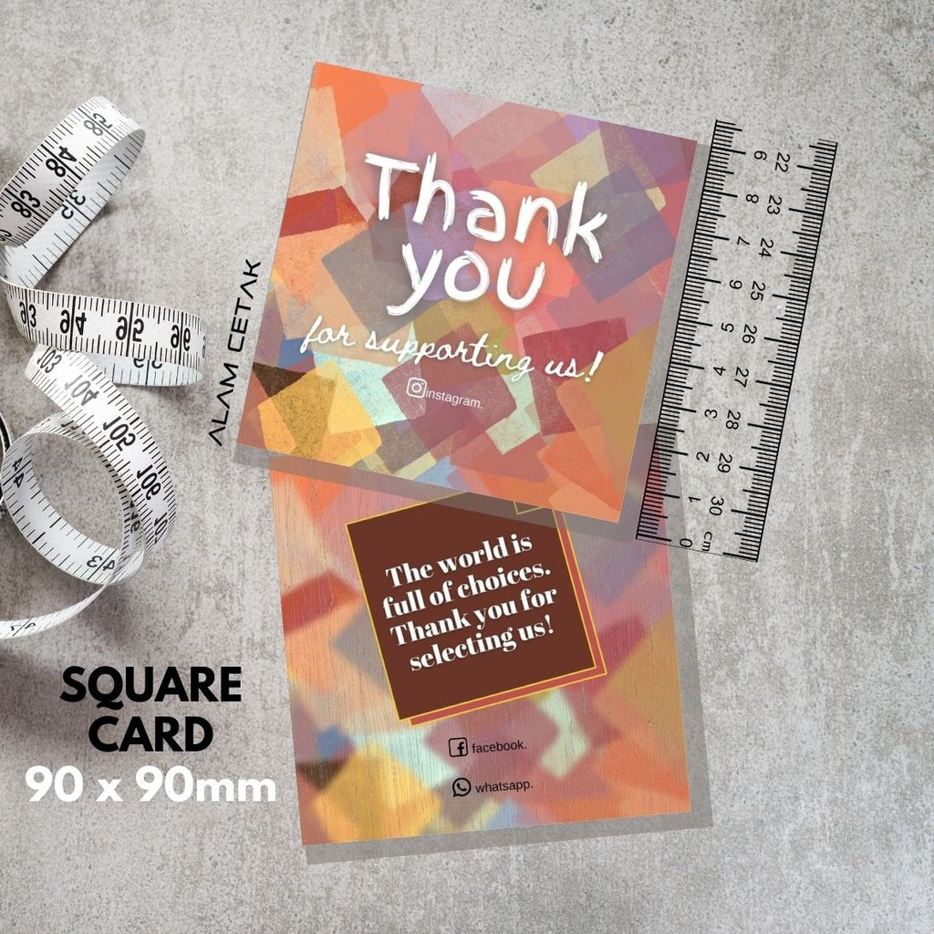 100-1000pcs D129 Square Thank you Card for Business owner