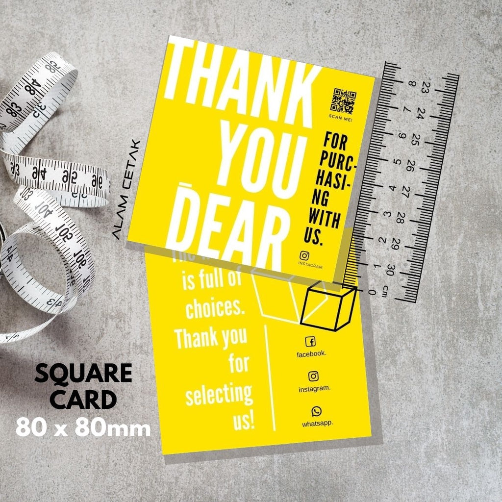100-1000pcs D130 Square Thank you Card for Business owner