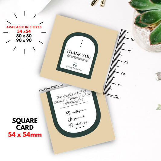 100 - 1000 pcs D157 Square Thank you Card for Business owner